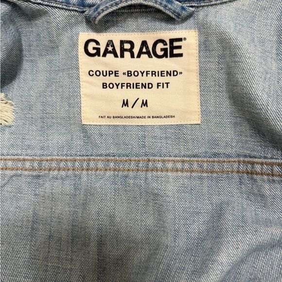 Garage Coupe Oversized Boyfriend Fit Women's Denim Jacket Distressed Size M - Picture 2 of 10